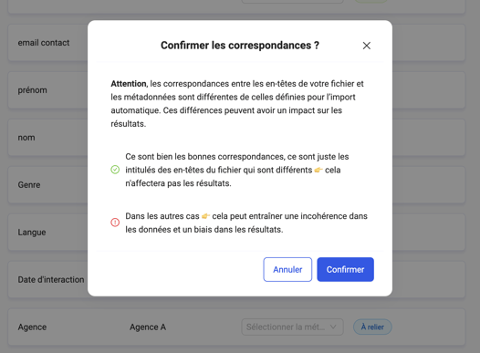 contrôle de cohérence des correspondances